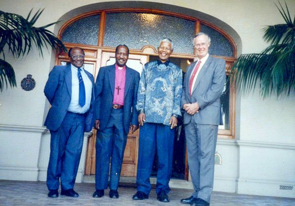 Durban, 1996: Michael Cassidy worked with Mandela, along with Bishop Matthew Makhaye and Bishop Mmutlanyane Mogoba on Project Ukuthula, (Zulu for 'peace'). Twenty people were dying daily in KwaZulu-Natal in the conflict between the ANC and IFP. This was threatening the holding of the province’s first Provincial Elections. 'We politicians cannot fix this thing', confessed Mandela, 'maybe you church people can do it.' With God’s help, Project Ukuthula in six weeks brought the death rate down to zero and peaceful elections were held in KwaZulu-Natal.